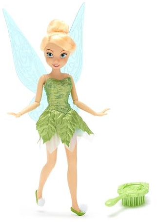 Disney Store Official - Peter Pan - Tinkerbell - Klassische Puppe - 25 cm/10 - Voll bewegliche Disney Feen Puppe im eleganten Outfit mit detaillierten Flügeln - Mit Spielzeughaarbürste - Ab 3 Jahren