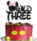 Xsstarmi 1 Pack 3rd Birthday Mouse Inspired Glitter Pink Bow Mini Cake Topper - Third Birthday Cake Pick - Baby Shower Party Supplies