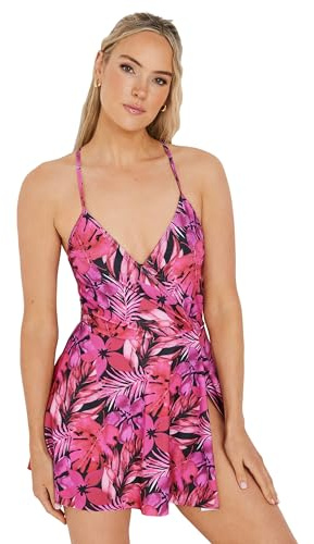 Long Tall Sally - LTS Tall Tropical Palm Skirted Swimsuit - Women's