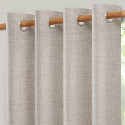 Softalker Leinen Gardinen 250 cm Lang mit ösen Vorhänge Wohnzimmer Modern 300 cm Extra Breit Raumtrenner Vorhang Halbtransparent Gardinenschals Schlafzimmer Gardine für Gardinenstange,1 Stück