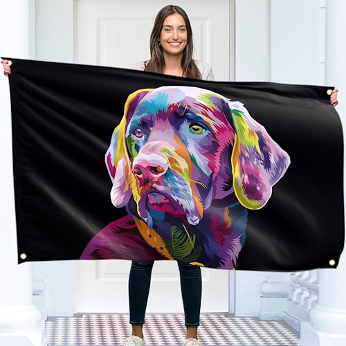 Hund Flagge – Groß Lustige Flagge – Beidseitiger Druck – 110D Polyester – Doppelnaht – 2 Messingösen, groß 90x150 cm (5 x 3 Fuß)