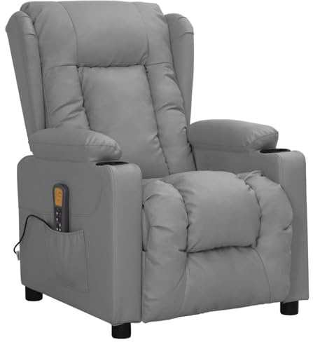 vidaXL Massagesessel Grau Kunstleder