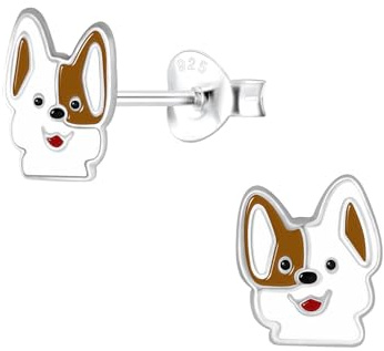 Monkimau Mädchen Ohrringe Hund | Ohrstecker aus 925 Sterling Silber | Kinderohrringe hypoallergen