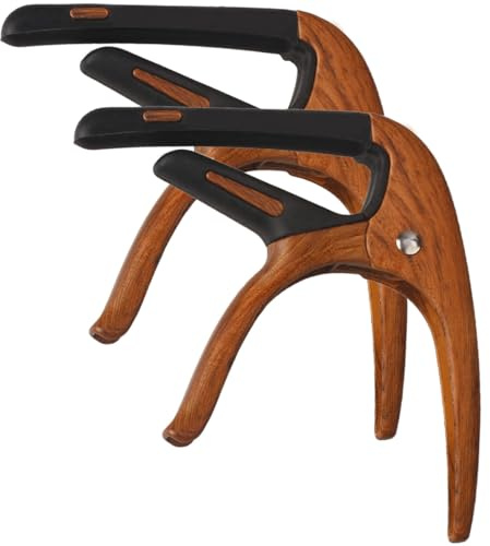 Gitarrenkapodaster für Akustik- und E-Gitarren, 2 Packungen, Kapodaster mit 6 Saiten, Akustikkapodaster, Gitarrenzubehör (Holzmaserung, Holzmaserung)