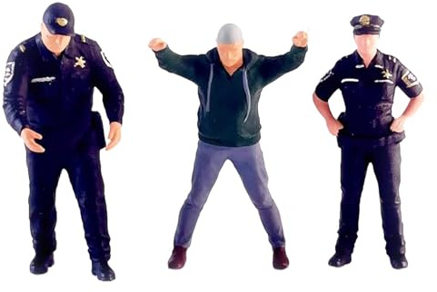 getuse 3 x Figuren im Maßstab 1:64, Polizisten und Dieb, Kunstharz, Größe S, Tischdekoration, Tischdekoration, Dioramen-Dekoration