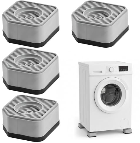 4 Piezas Patas Lavadora Antivibracion Antideslizante de Goma | Almohadillas para Lavadoras Estabilizante Universal Soporte Lavadora Secadora con Almohadilla, Absorbe Ruido y Vibraciones