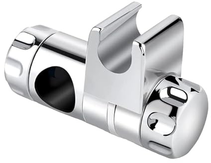 LifgWas Support de Douchette pour Barre de Douche, Fixation Réglable en ABS Chromé pour Diamètres de Barre 22-25mm, Support de Pompe de Douche et Rangement pour Salle de Bain