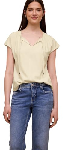Street One Studio Dropped Shoulder Bluse mit Split Neck Stone Sand 46