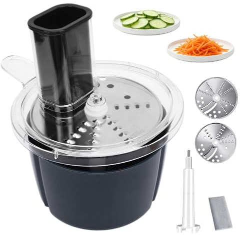 Gemüseschneider für Thermomix TM5 & TM6, Spiralschneider & Gemüsereibe,B | Edelstahl Vegetable Slicer Aufsatz für Zucchini, Kartoffeln, Karotten & Obst, 2 Schnittstärken, Küchenhelfer ohne Maschine
