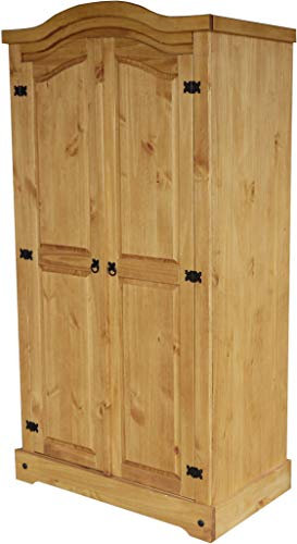 Kleiderschrank 2-türig Honig Rio Classico Schlafzimmer Holz Pinie Massivholz Echtholz Farbe wählbar Brasilmöbel