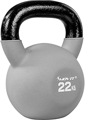 MOVIT Kettlebell PRO, Kugelhantel aus Gusseisen mit Neoprenbeschichtung, 12 Varianten: 2 bis 24 kg, schadstoffgeprüft, Schwunghantel Kugelgewicht