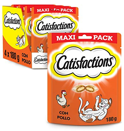 Catisfactions Premios para Gatos, Sabor Pollo, Maxipack (Pack de 4 x 180g)