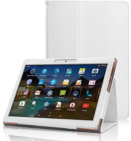 XIDO Funda para Tablet 10 Pulgadas BEISTA/ LNMBBS/ YUNTAB K107 K17 - Slim Fit Folio Cubierta Carcasa Caso con Stand Función para Tablet 10.1 Pulgadas SANNUO/ SUMTAB/ YOTOPT/ Kivors/ Artizlee, Blanco
