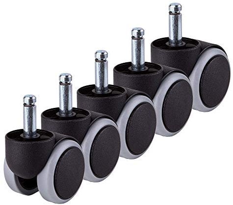 (for 1 Chair) 50 mm Rubber Chair Wheels Office Chair Castors Replacement Wheels Twin Castors Swivel Wheels Universal Stems for Replacement Casters No Scratches Long Stem (5)