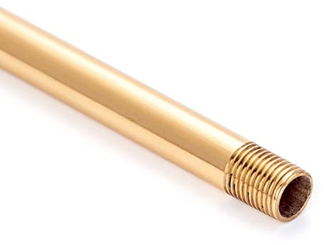 Pendelrohr aus Messing 60 cm, mit 2 x Gewinde M10 x 1, Gewinderohr, Verlängerung (60 cm) für Leuchtenrohr, Messing, glänzend