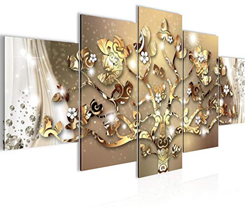Runa Art - Tableau Gustav Klimt Arbre De Vie 200 x 100 cm 5 Parties XXL Decoration Murale Dessin Or 022251a