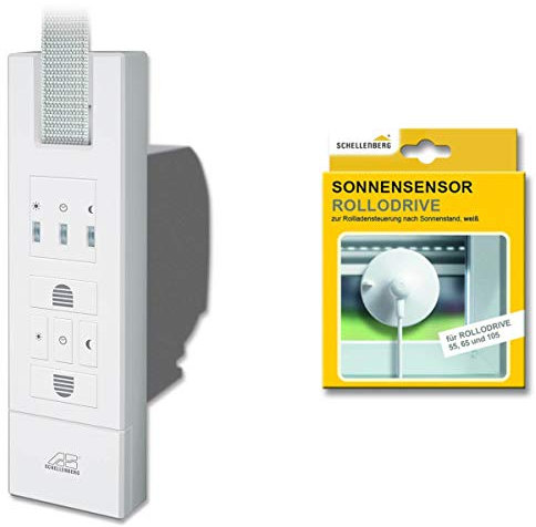 Schellenberg 22765 Elektrischer Gurtwickler RolloDrive 65 Standard + Sonnensensor 02266, System Maxi für 23 mm Gurtbreite, Rolladenantrieb
