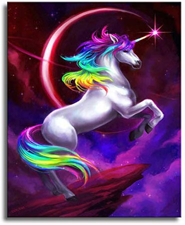 Shukqueen Peinture au numéro, Kit de Peinture à l'huile DIY pour Adultes, Enfants, débutant, Licorne