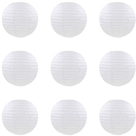 ACVIP Papier Papierlaternen Laternen Hängedeko Rund Lampion Für Hochzeit Weiß (10cm)