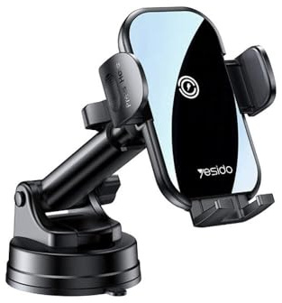 Yesido wireless phone holder for car, 2 in 1, 360 rotating suction cup air vent phone holder for all mobile phones (4-7inch) black.