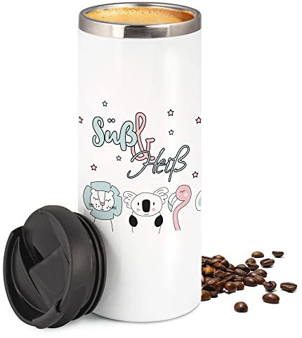 GRAZDesign Thermobecher Kaffeebecher Süß und Heiß, Coffee to go Becher, Geschenk für Mama, Freundin, Kollegin, 450 ml Travel Mug Weiß
