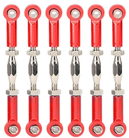 T best Varilla de tracción RC, 6 Piezas servo Enlaces Ajustables Varilla de unión Aleación de Aluminio Varilla tensora Varilla fijada para RC Hobby Modelo de Coche(Rojo)