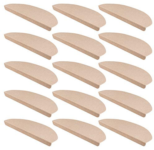 15er Set StickandShine Stufenmatte in Creme halbrund für Treppenstufen, Treppenstufenmatte zum aufkleben
