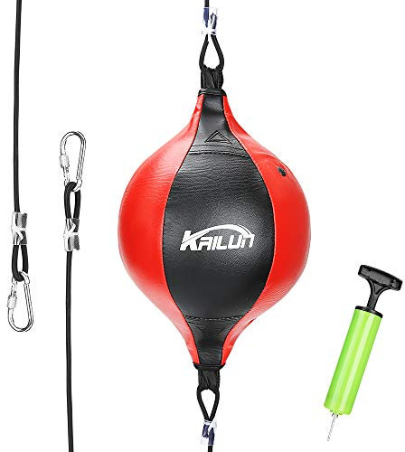Victop Doppelendball PU Boxen Boxbirne Doppelter Endgeschwindigkeits Ball Set Drehwirbel Speedball Punchingbälle mit Boxreflexkugel und Pumpe für Fitnessstudio MMA Boxen (20cm)