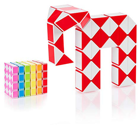 CUBIDI® Original Magic Snake - 48 Blöcke Rot | Knobelspiele für Kinder und Erwachsene | Ideal als Mitgebsel Kindergeburtstag, Kindergeburtstag Gastgeschenke oder kleine Geschenke für Kinder