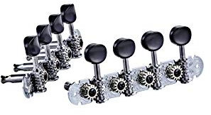 Ortega Mandolin Tuning Machine Heads Set A-style Deluxe Black Buttons Chrome (OTMMADLX-CR)