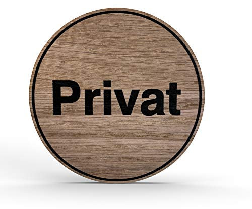 Holz-Türschild Piktogramm Privat - Hinweisschild aus Eichenfurnier - rund Ø 10cm, eiche - Für Ihre Tür & Wand - Inkl. Klebepad - Betriebsausstattung24®