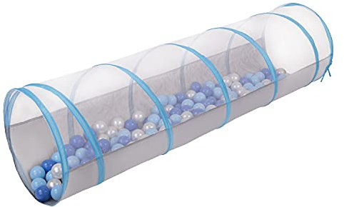 Selonis Tunnel Pliable pour Enfants avec 100 Balles Tente, Gris-Bleu: Babyblue/Bleu/Perle