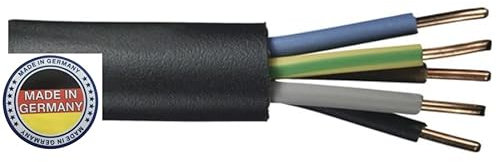 Pollmann NYY J 3x1,5 3x2,5 5x1,5 5x2,5mm² Erdkabel Starkstromkabel Kabel 1-25m (NYY-J 5 x 1,5mm², 20 Mtr.), Black