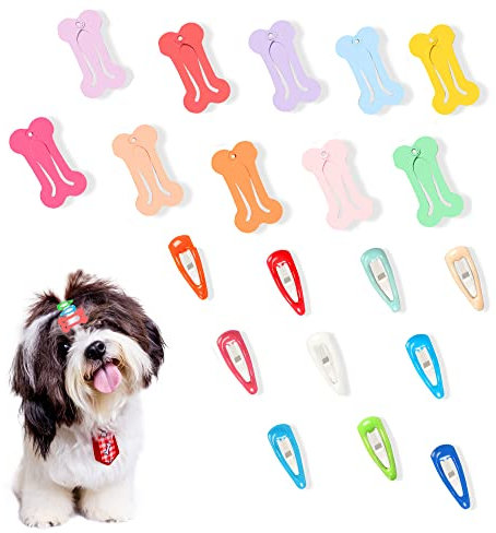 YAODHAOD 20 Stück Haarspangen für Hunde, niedlich, Mehrfarbig, Kleiner Knochen, Kleiner Wassertropfen, Haarnadel, Kopfbedeckung, Tierpflegeprodukte für Hunde, Katzen, Welpen, Haustiere