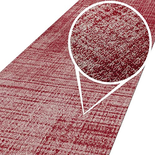 ANRO Teppich Läufer Wohnzimmer Flur Schlafzimmer Küche Küchenläufer Küchenteppich rutschfest Meterware Anton Rot 100 x 400cm Neuheit
