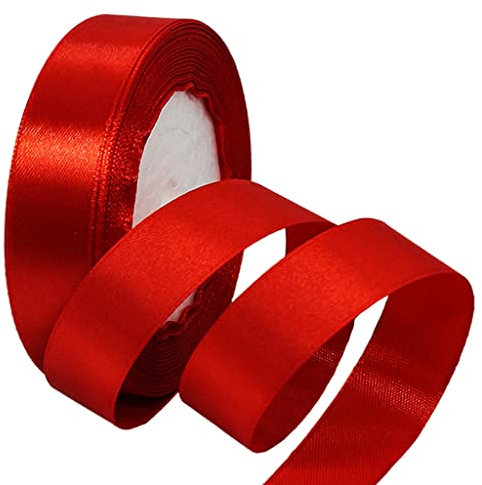 22m Satinband Geschenkband Rot 25mm Breit,Seidenband Rot Dick Schleifenband Satin Dekoband Geschenkverpackung Deko Band Stoffband für Halloween Weihnachten Hochzeit Taufe Geburtstag DIY-Handwerk