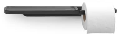 Brabantia - Mindset Toilettenpapierhalter mit Ablage - Für alle Gängigen Rollengrößen - Korrosionsbeständig - Wandmontage - Inklusive Befestigungsmaterial - Infinite Grey - 4,5 x 9 x 42 cm