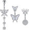 AVYRING Bauchnabelpiercing Schmetterling Anhänger 10MM 14G Chirurgenstahl Damen Nabelpiercing Bauchnabel Piercing Belly Silber