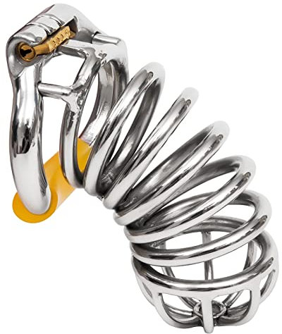 ROLOL Edelstahl Stealth Schloss Männlichen Keuschheit Gerät, Penis Lock,keuschheit Gürtel - Keuschheitsgürtel (Color : Silver, Size : 57mm)