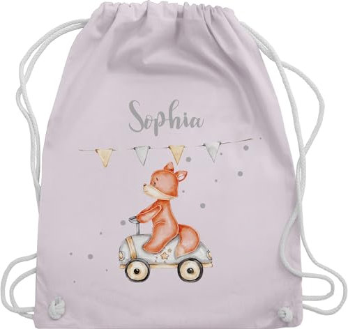 Turnbeutel Rucksack - Tiere - Niedlicher Fuchs I Süßes Fuchsmotiv I Geburt Baby Fox Rennfahrer - Unisize - Pastell Rosa - kindergarten kita baumwolle beutel personalisierte geschenke sophie
