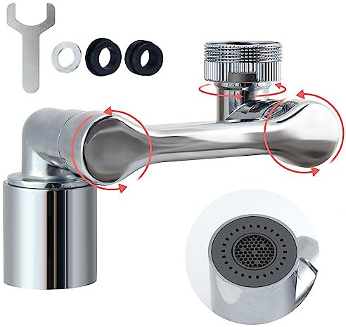 Lifeant 1080 Grad Drehbarer Multifunktionaler Verlängerungshahn Wasserhahn Aufsatz mit 2-Fach Einstellbarer Perlator für Bad und Küche, Wasserhahn Verlängerung mit Perlatoren, Faucet Extender