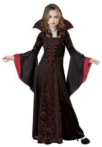 PABTID Déguisement Vampire Fille Costume Halloween Enfant Fille Déguisement Comtesse Gothique Dame Halloween Carnaval Cosplay Costume Théâtre Fête Robe de Sorcière (140)