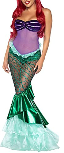 Edhomenn Meerjungfrauenkleid für Damen, ärmellos, figurbetont, langes Kostüm, Halloween-Schwanz, Erwachsene (A-Grün, S)