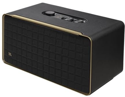 JBL Authentics 500 Hi-Fidelity Smart Home Lautsprecher – 70er Jahre Retro-Design Bluetooth Box – Mit Google Assistant, Alexa, AirPlay und JBL One App – Schwarz