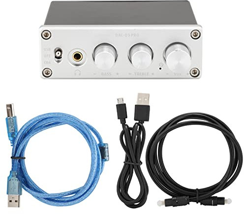 AC Q3 PRO DAC Decodierung Decoder mit Kopfhörer Verstärker für 3,5mm Kopfhörer Bessere Leistung, Verbesserter Digitaler Sound, Hohe und Niedrige Klang Anpassung (Silver)