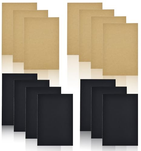 DTYGUIXE 14 Stück Notizbücher Set Kraftpapier Leeres Notizbuch A5 Kariert Notizheft Blanko Tagebücher Kraft Cover Skizzenbuch Notizblock für Schreiben, Zeichnen, Notizen machen (Braun, Schwarz)