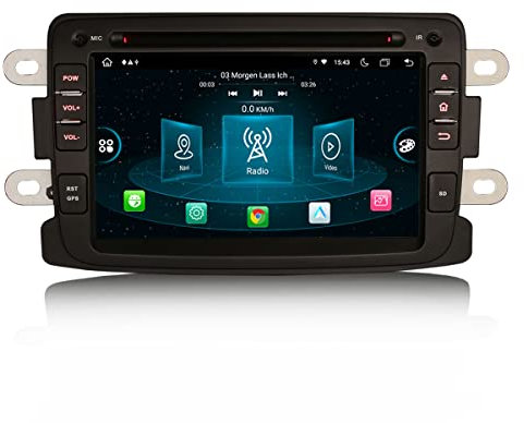 Erisin 7 Zoll 8-Kern 4GB+64GB Android 14 Autoradio GPS Navi für Renault Dacia Duster Sandero Logan Lodgy Dokker Bluetooth Kabelloses CarPlay Android Auto DSP DAB+ WiFi 4G OBD2 CD Player RDS Canbus
