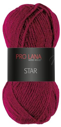 Frida's Wollhaus Pro Lana 50 g Star Stricken Häkeln Wolle Garn weich pflegeleicht 39 Farben (32 | Bordeaux)