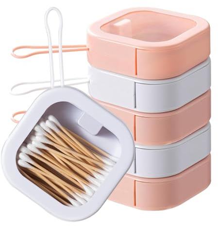Zicojia 6 Pcs Portable Hair Tie Organizer Travel Storage Containers Stackable Box for Pin Cotton Swab Hair Clips Earrings 9.5x9.5x3cm