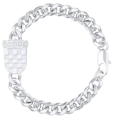 d'origine Kroatien Wappenarmband, Kroatisches Armband, Kroatien Kette, Kroatien-Flaggenkette, Kroatien-Schmuck, Kroatien Schmuck für Herren Silber